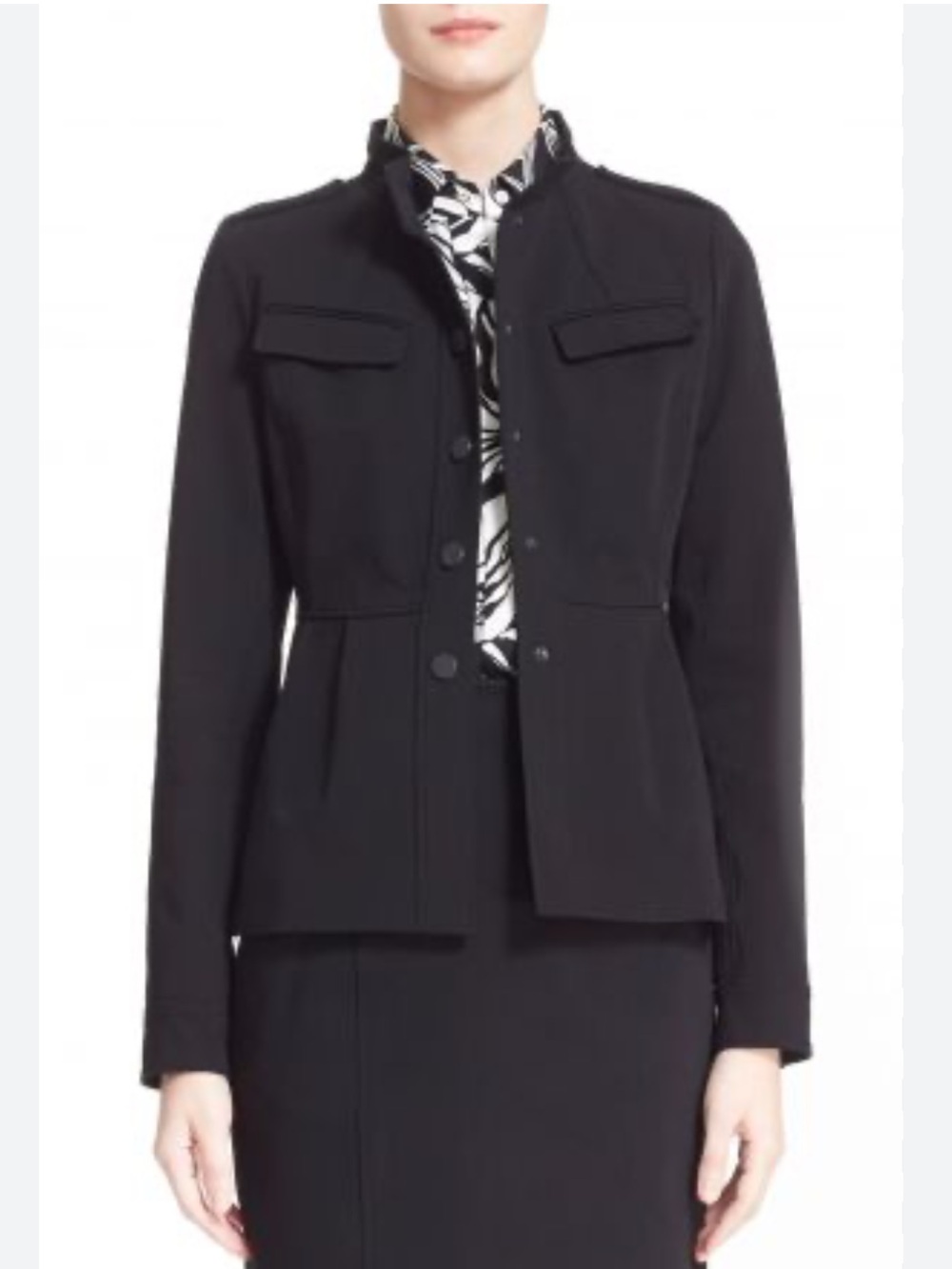 Nordstrom Caroline Issa Black Military-Style Blazer Jacket